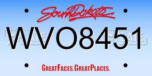 WVO8451 South Dakota License Plate