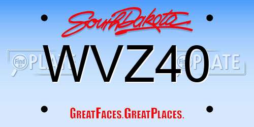 WVZ40 South Dakota License Plate