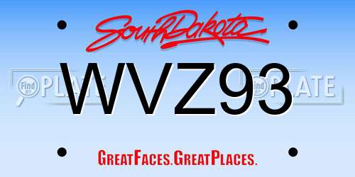 WVZ93 South Dakota License Plate