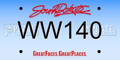 WW140 South Dakota License Plate