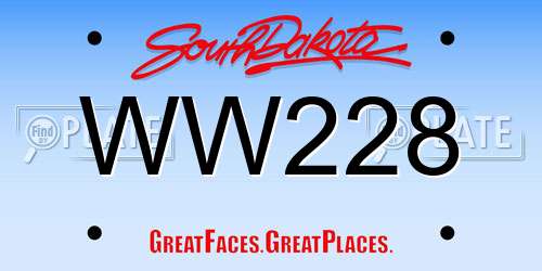 WW228 South Dakota License Plate