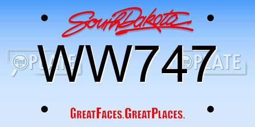 WW747 South Dakota License Plate