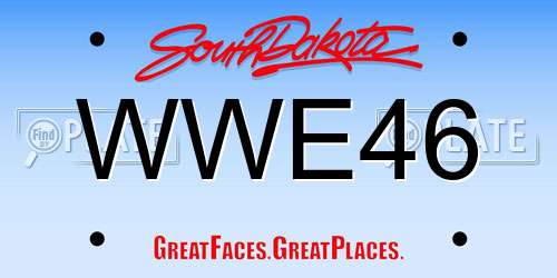 WWE46 South Dakota License Plate