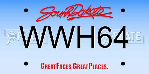 WWH64 South Dakota License Plate