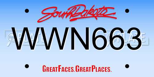 WWN663 South Dakota License Plate