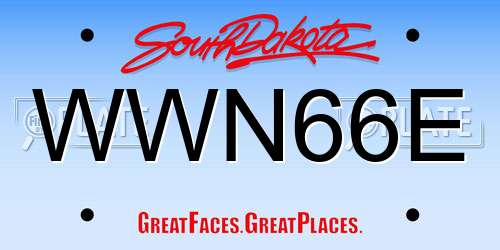 WWN66E South Dakota License Plate