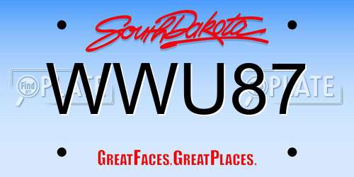 WWU87 South Dakota License Plate