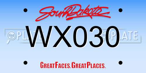 WX030 South Dakota License Plate