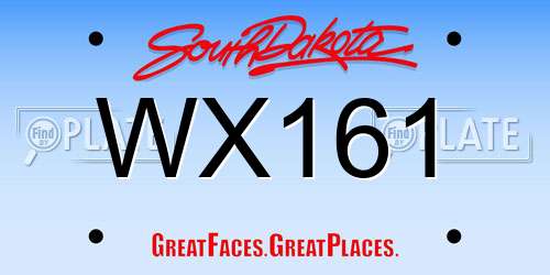 WX161 South Dakota License Plate