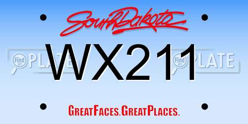 WX211 South Dakota License Plate