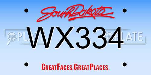 WX334 South Dakota License Plate