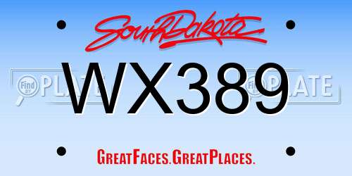 WX389 South Dakota License Plate