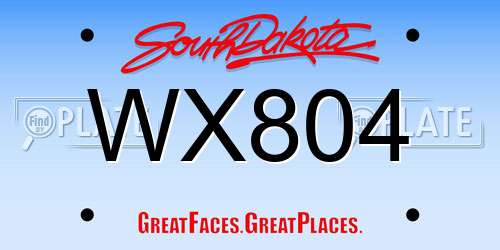WX804 South Dakota License Plate