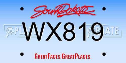 WX819 South Dakota License Plate