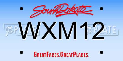 WXM12 South Dakota License Plate