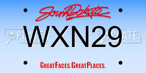 WXN29 South Dakota License Plate