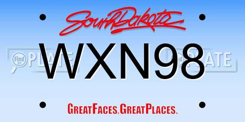 WXN98 South Dakota License Plate