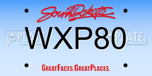 WXP80 South Dakota License Plate