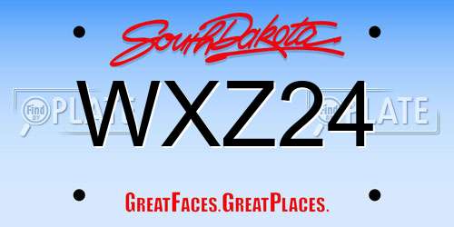 WXZ24 South Dakota License Plate