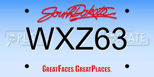 WXZ63 South Dakota License Plate