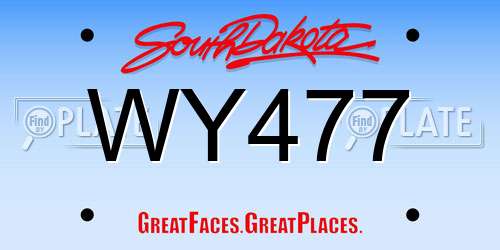 WY477 South Dakota License Plate
