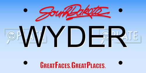 WYDER South Dakota License Plate