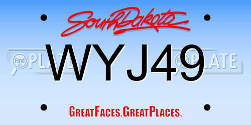 WYJ49 South Dakota License Plate