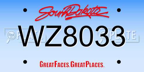 WZ8033 South Dakota License Plate