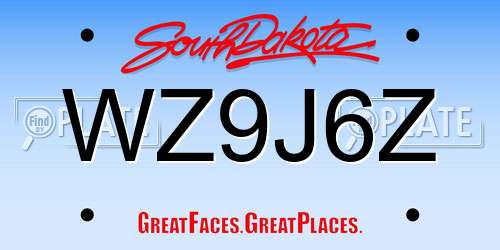 WZ9J6Z South Dakota License Plate