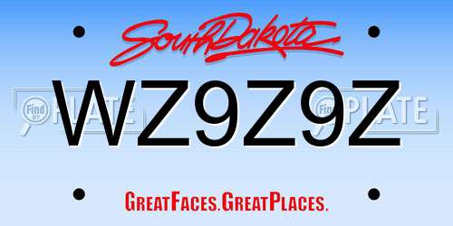 WZ9Z9Z South Dakota License Plate