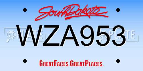 WZA953 South Dakota License Plate