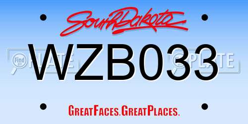 WZB033 South Dakota License Plate