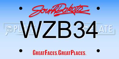 WZB34 South Dakota License Plate