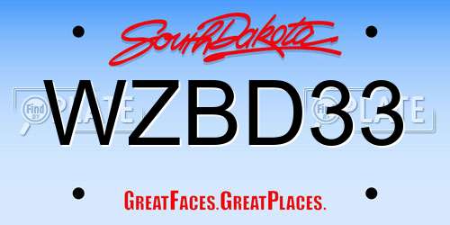 WZBD33 South Dakota License Plate