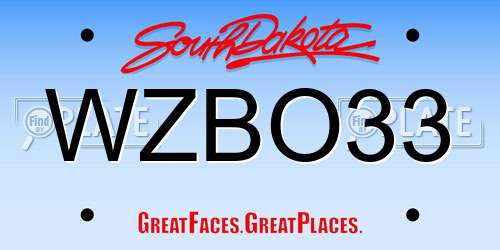WZBO33 South Dakota License Plate