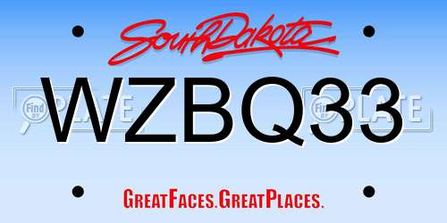 WZBQ33 South Dakota License Plate