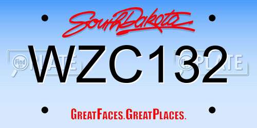 WZC132 South Dakota License Plate