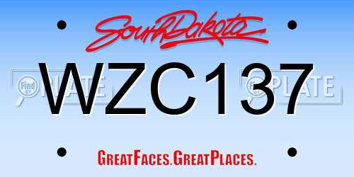 WZC137 South Dakota License Plate