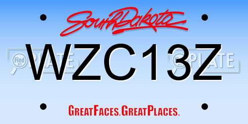 WZC13Z South Dakota License Plate