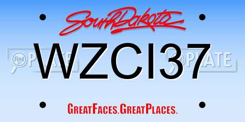 WZCI37 South Dakota License Plate