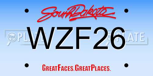 WZF26 South Dakota License Plate