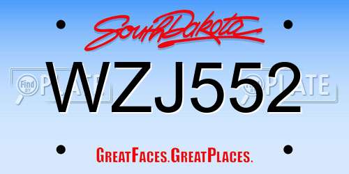 WZJ552 South Dakota License Plate