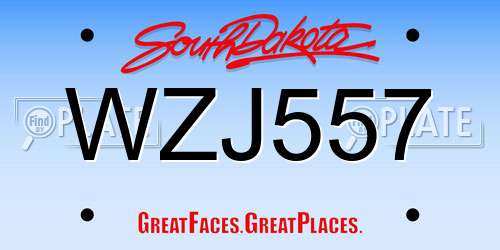 WZJ557 South Dakota License Plate