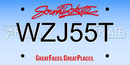WZJ55T South Dakota License Plate