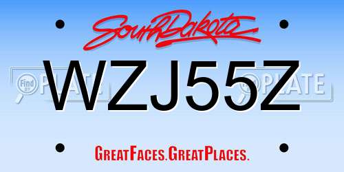 WZJ55Z South Dakota License Plate