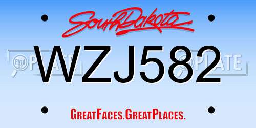 WZJ582 South Dakota License Plate