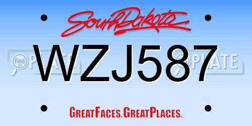 WZJ587 South Dakota License Plate