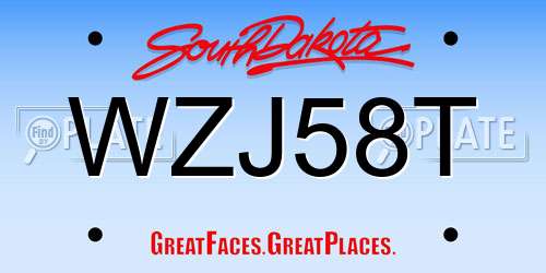 WZJ58T South Dakota License Plate
