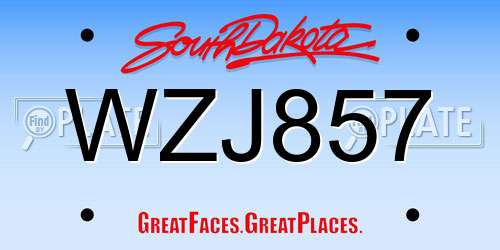 WZJ857 South Dakota License Plate