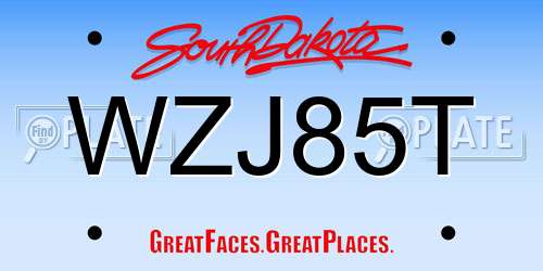 WZJ85T South Dakota License Plate